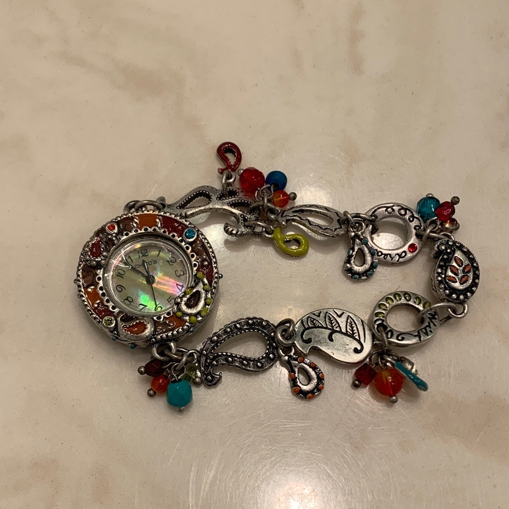 Chico’s Colorful Beaded Charm Bracelet Watch